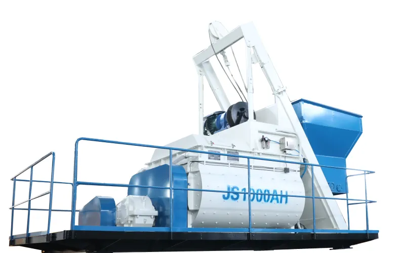 Twin Shaft Concrete Mixer with Skip Hoist